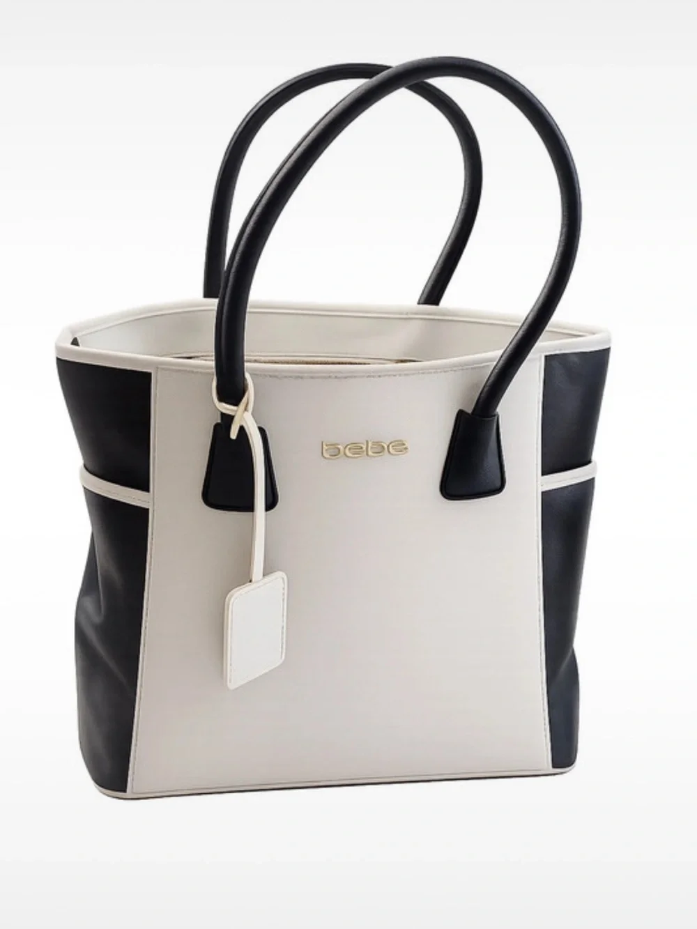 bebe Two-Tone Black and White Structured Tote